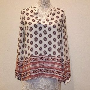LUSH Split Neck Long Sleeve Blouse